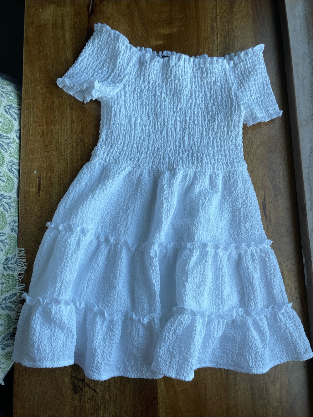 art class White Smocked Off-Shoulder Tiered Girl's Dress